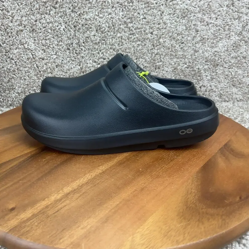 OOFOS OOClog Rubber Clog Mule Slip On Men's Size 9 Comfort Recovery Shoe Black